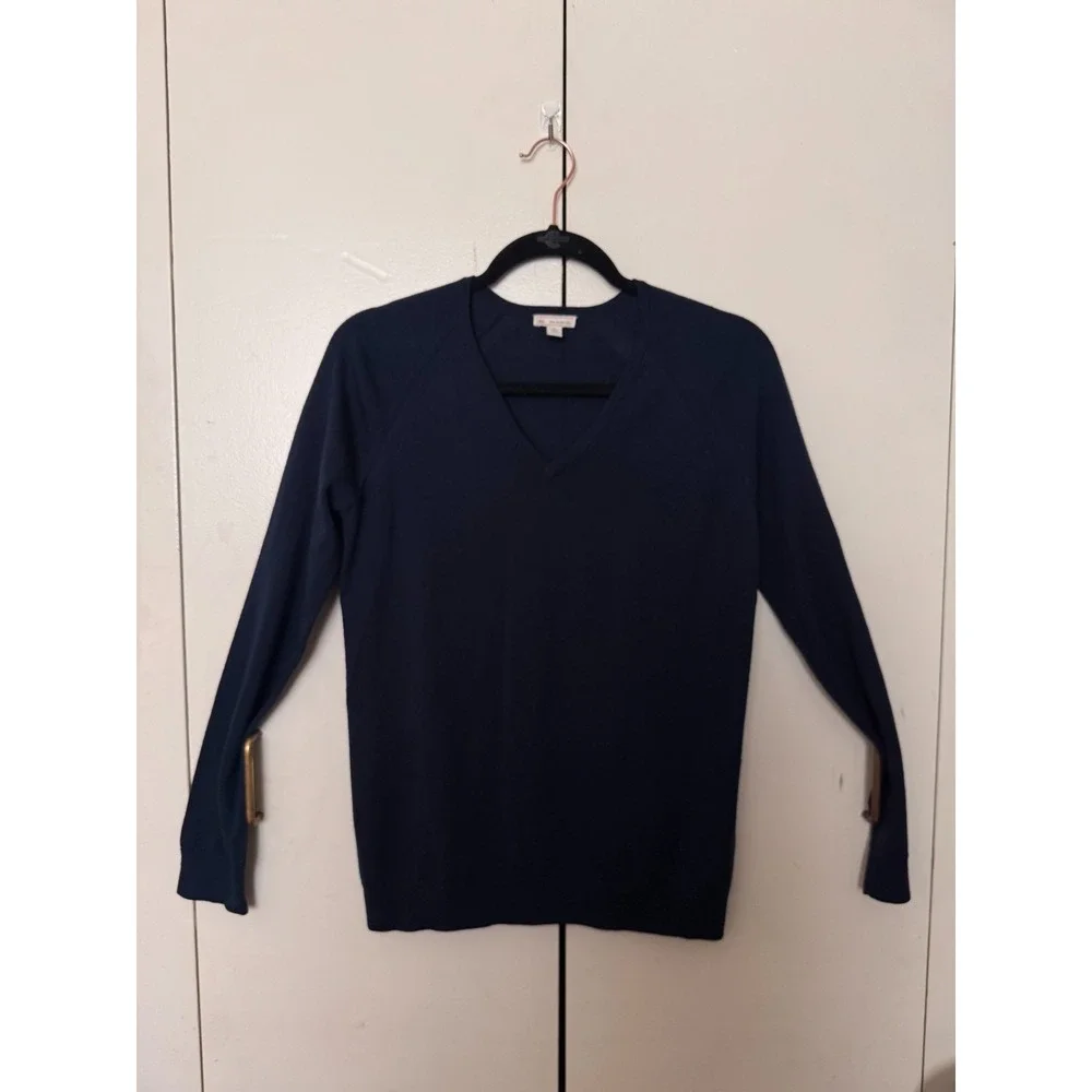 Gap Dark Navy V neck 100% Extra Fine Merino Wool Pullover Knit Sweater Sz M